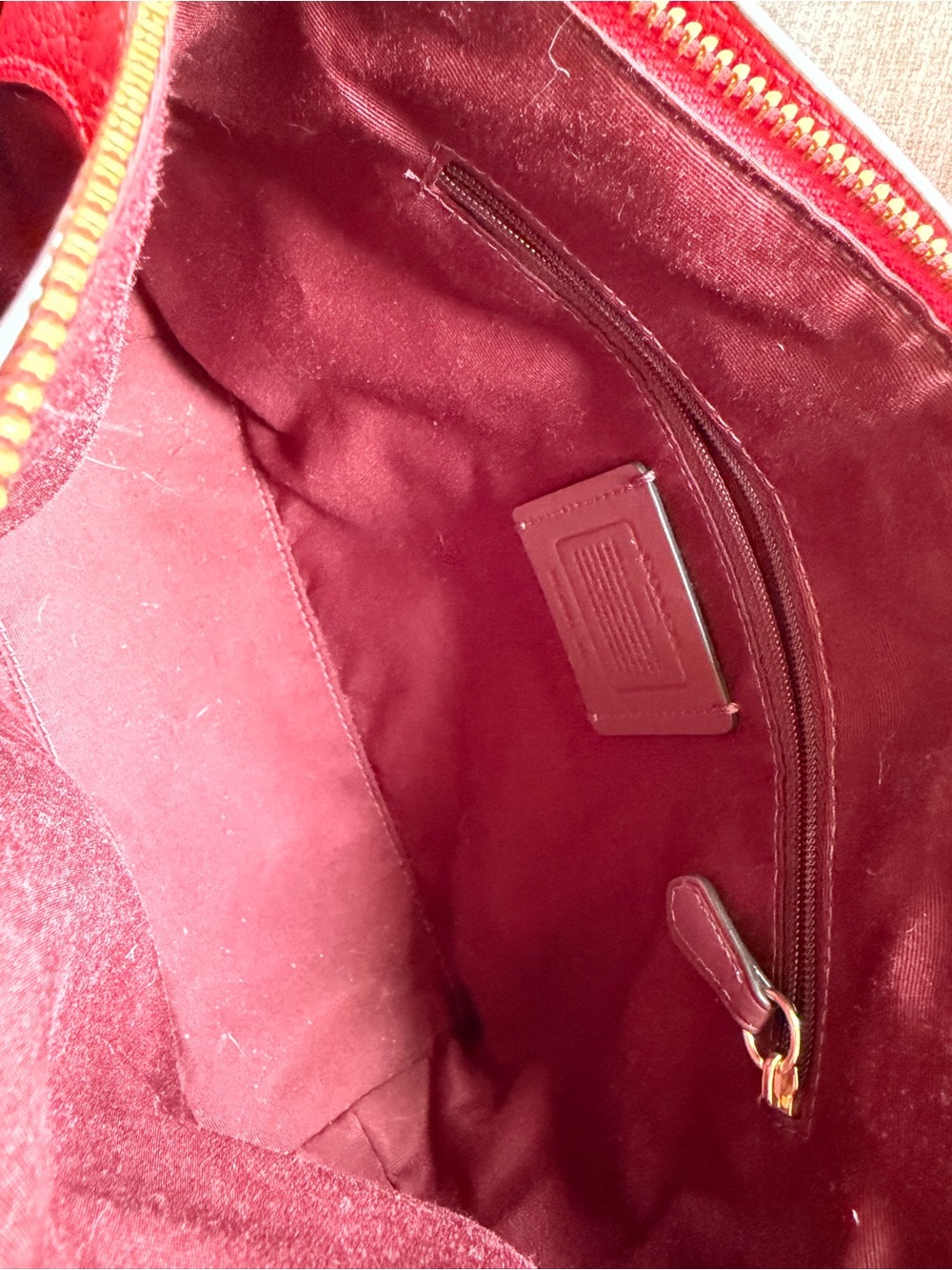 Coach Pebbled Leather Satchel - Burgundy Red with Gold Hardware - Picture 5 of 5